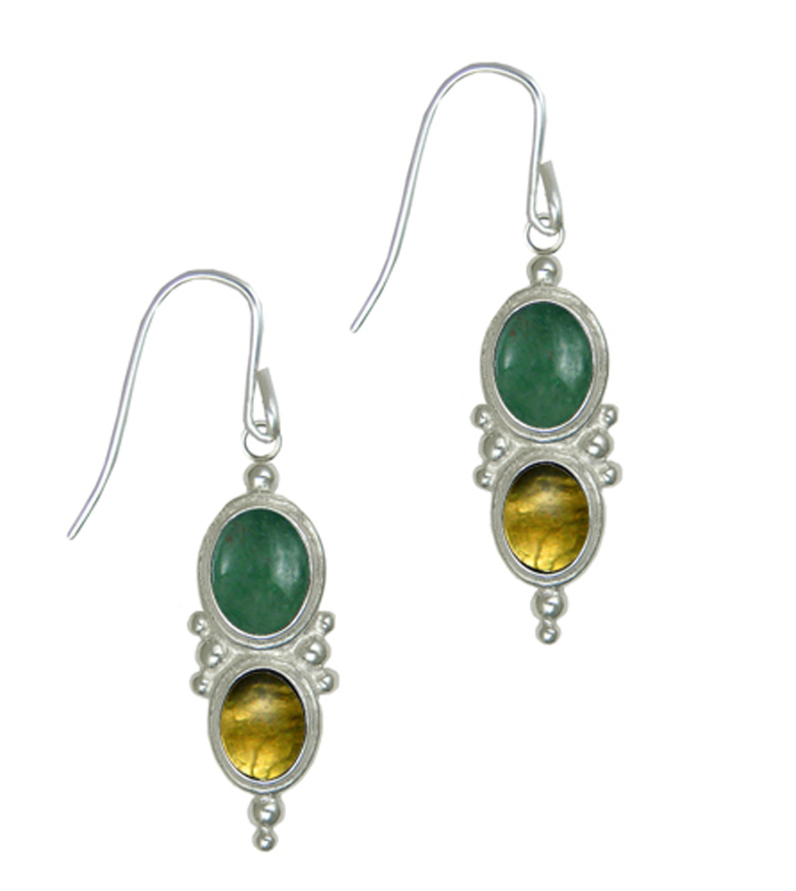 Sterling Silver Drop Dangle Earrings With Jade